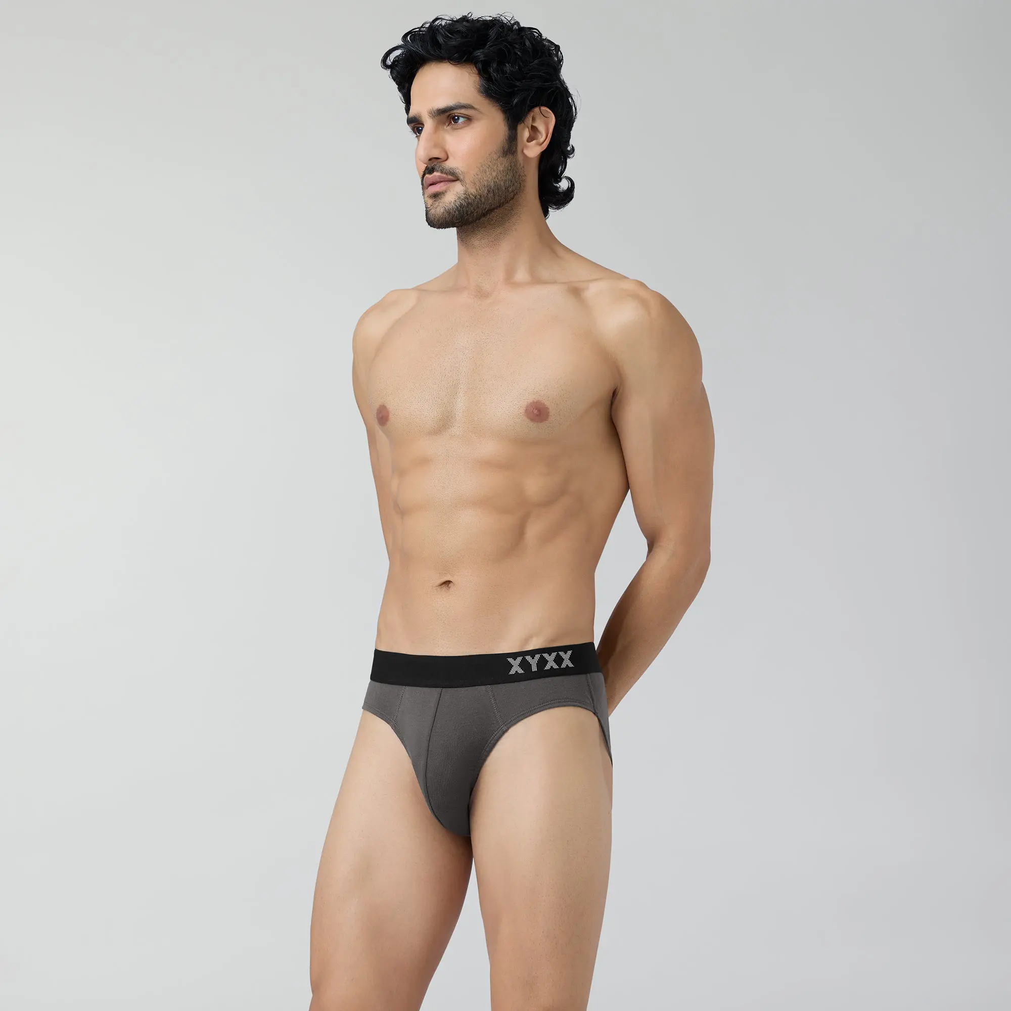Pace Cotton Rib Briefs Charcoal Grey - Image 2