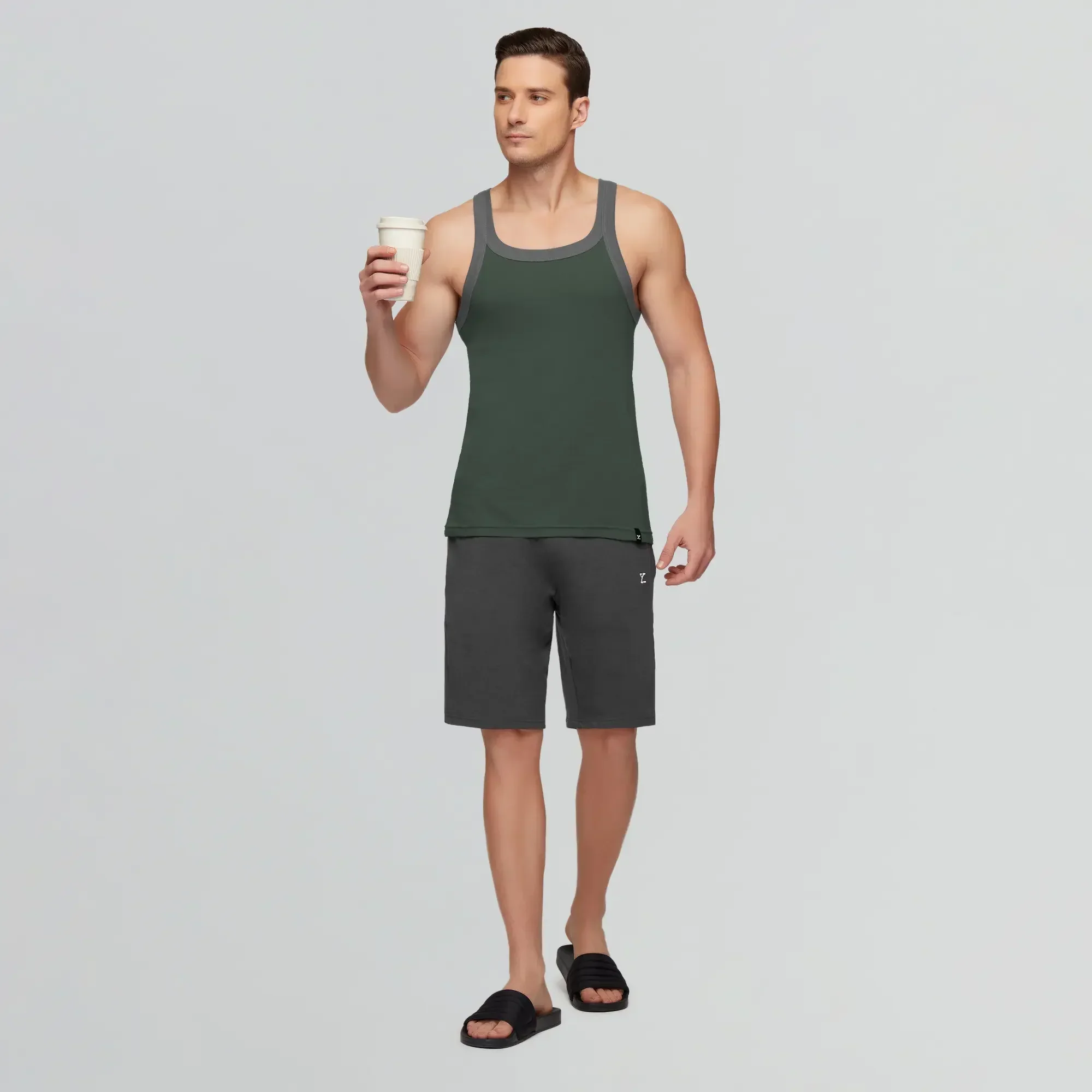 Pace Square Neck Vest Olive Green - Image 5