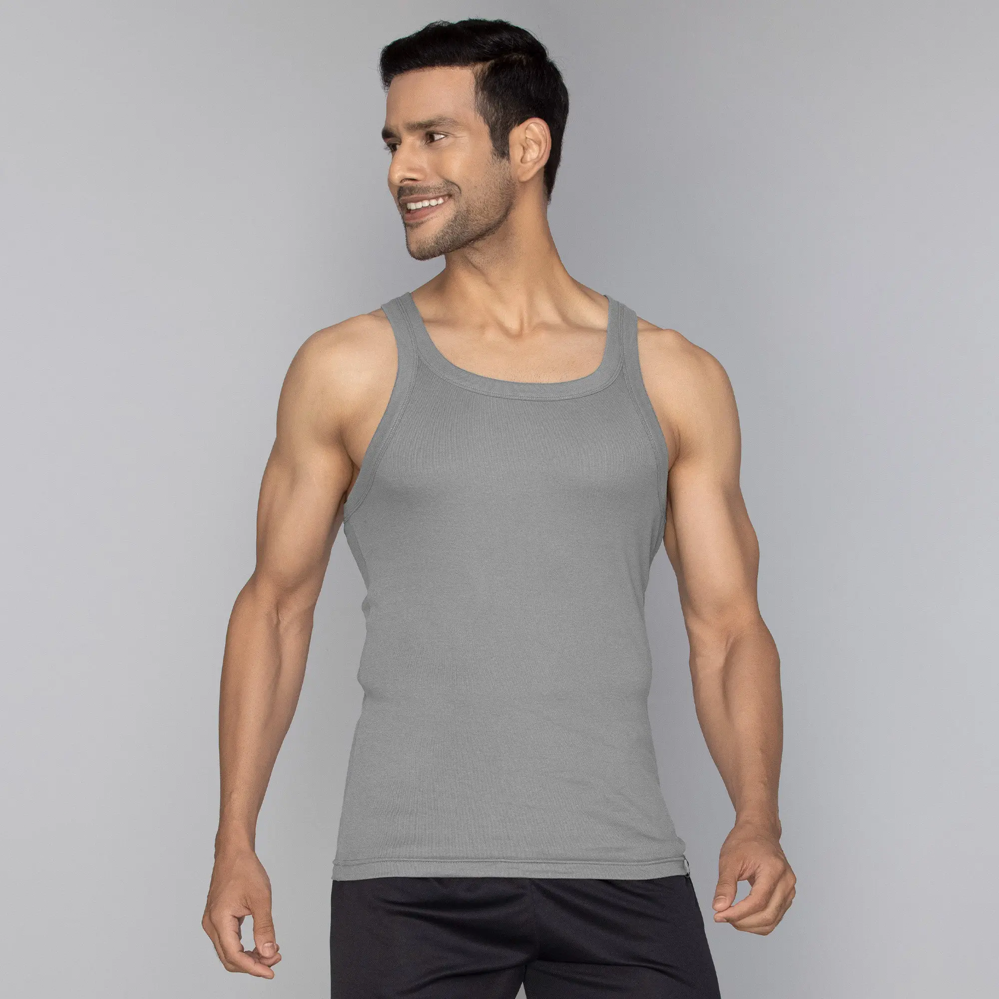 Pace Super Combed Cotton Vest Ash Grey - Image 2