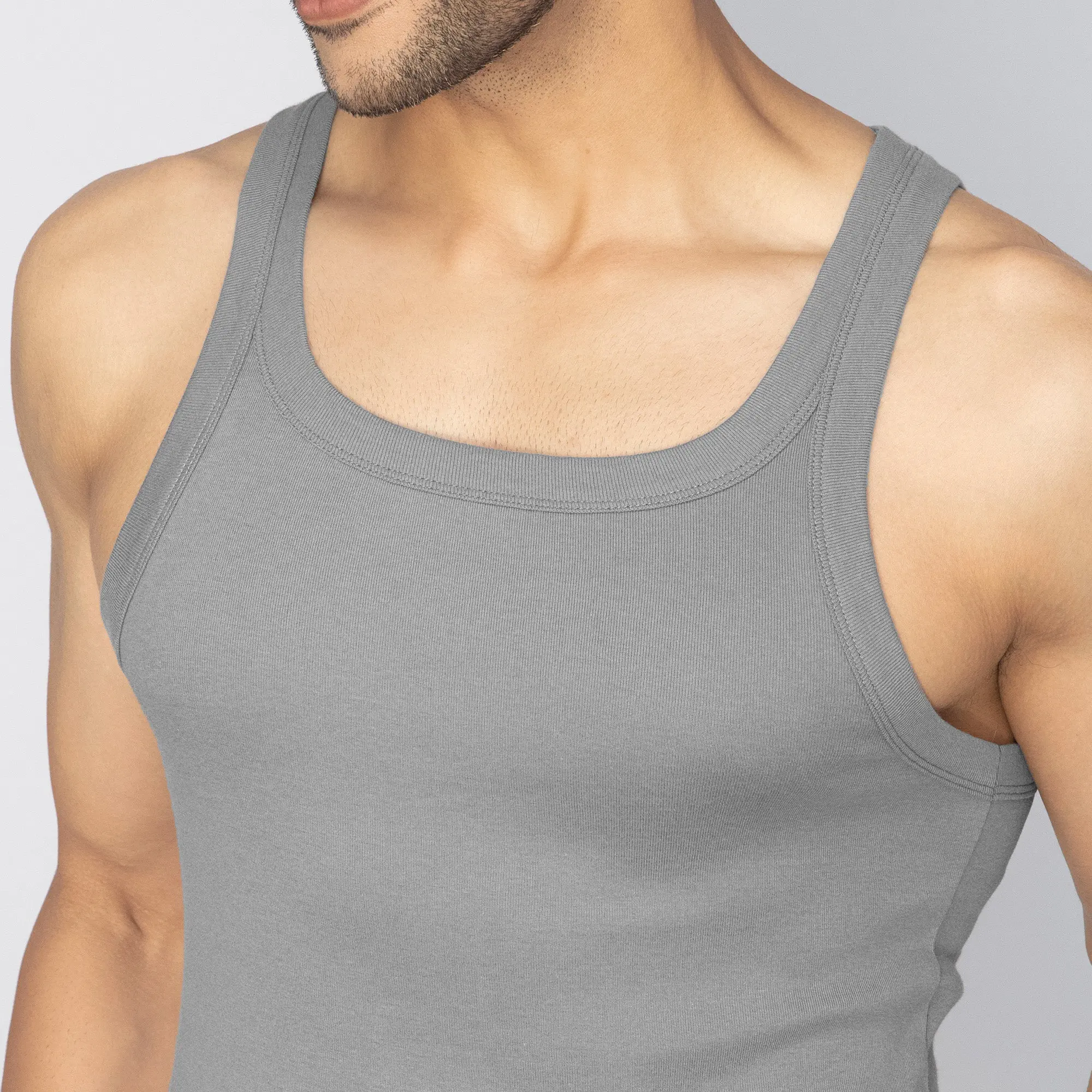 Pace Super Combed Cotton Vest Ash Grey - Image 6