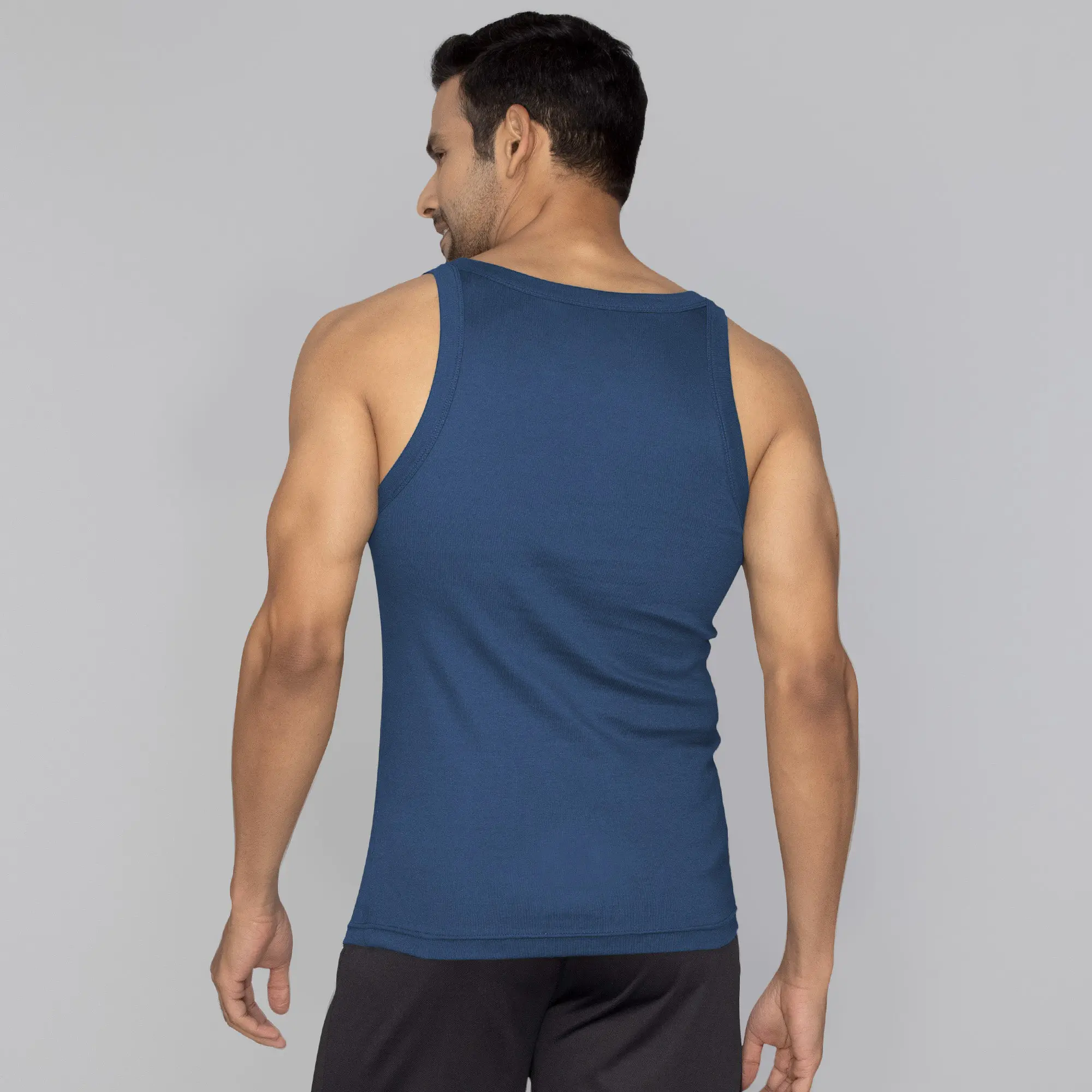 Pace Super Combed Cotton Vest Midnight Blue - Image 3