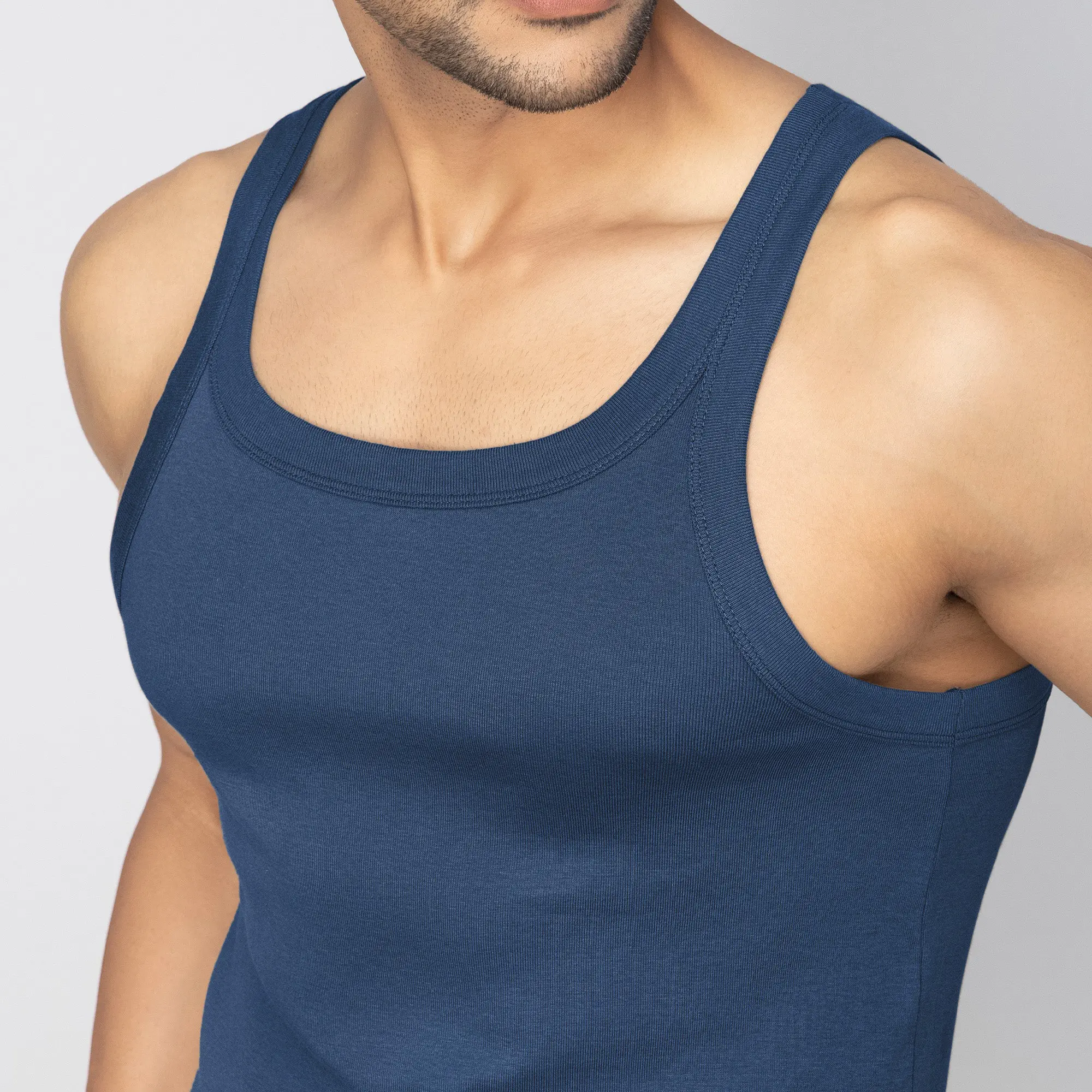 Pace Super Combed Cotton Vest Midnight Blue - Image 6