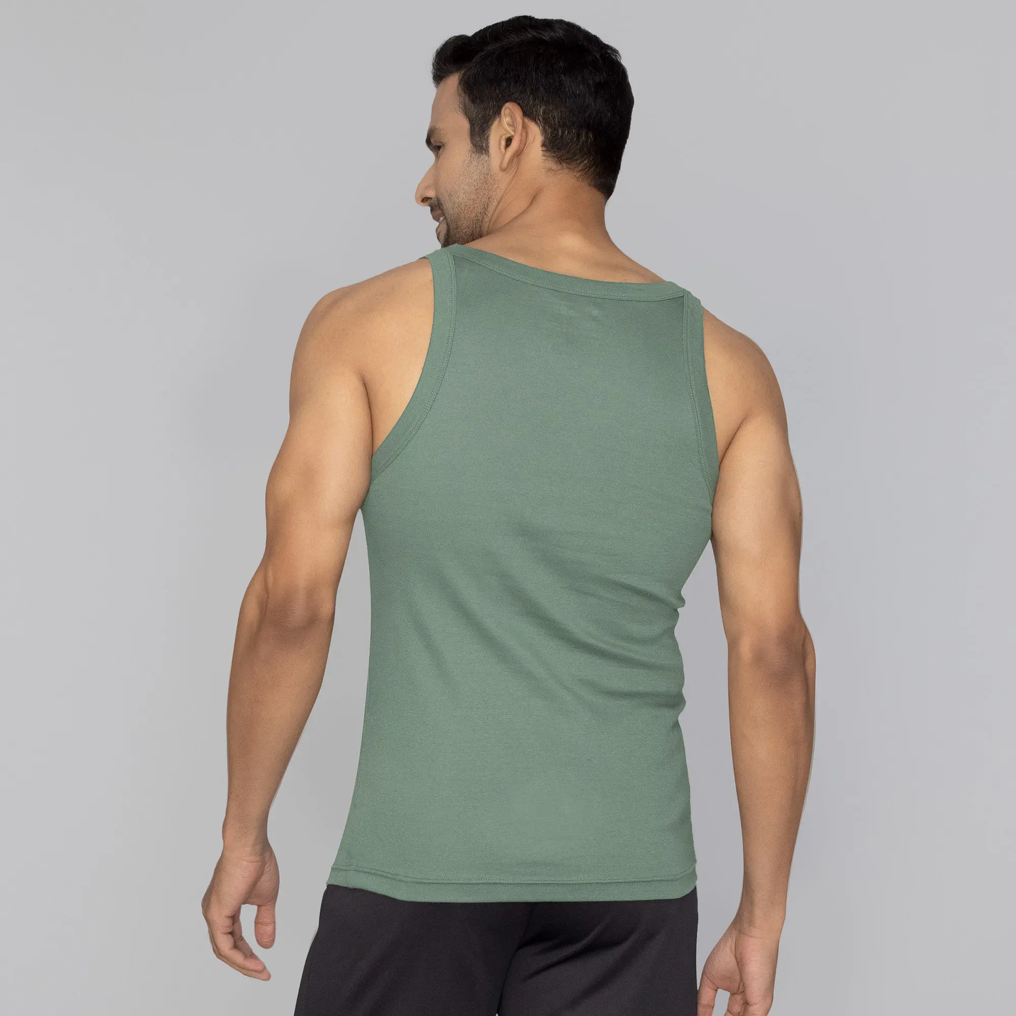 Pace Super Combed Cotton Vest Olive Green - Image 3