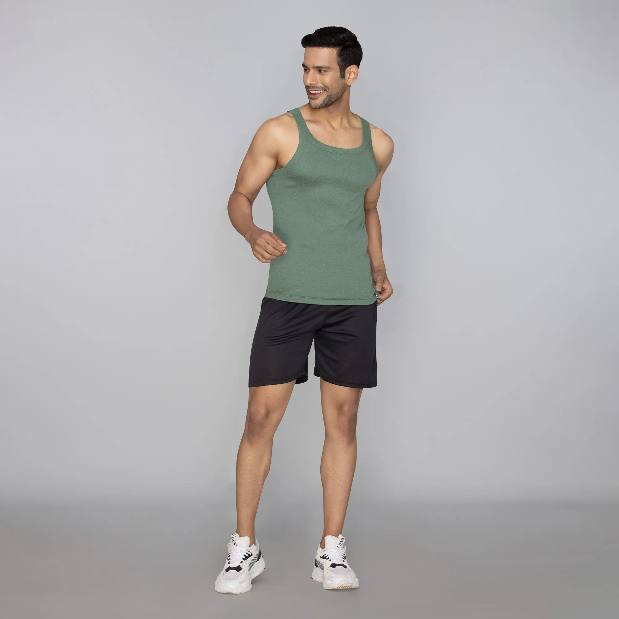 Pace Super Combed Cotton Vest Olive Green - Image 4