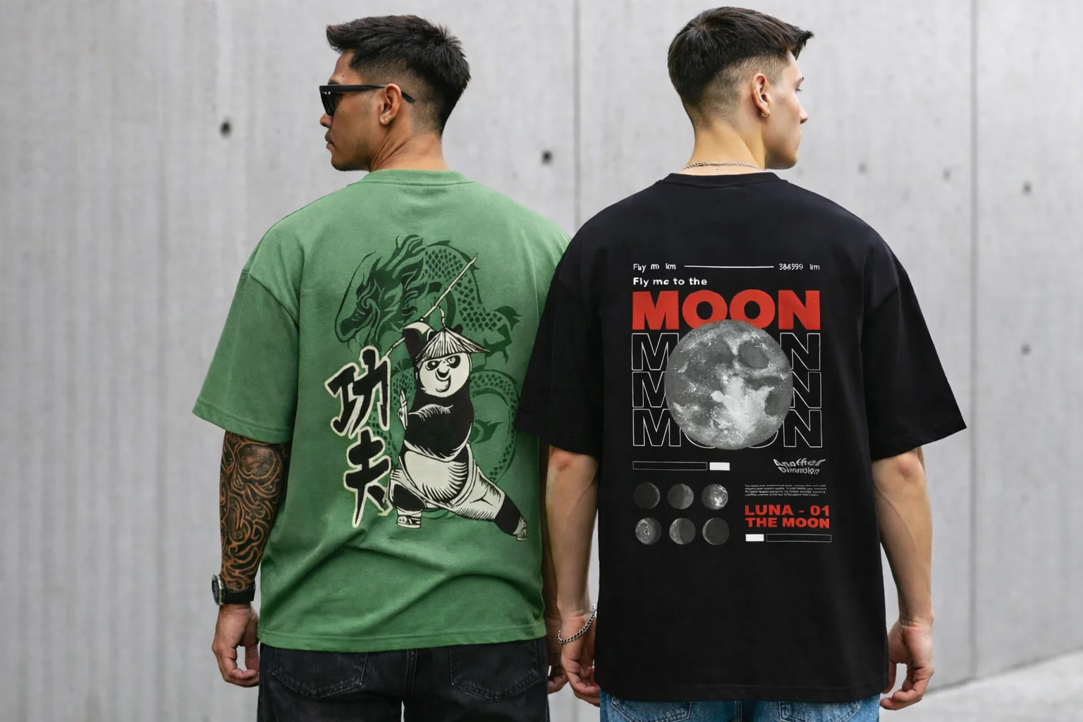 Pack of 2  T-shirts<> Pista Panda & Moon Nasa - Image 3