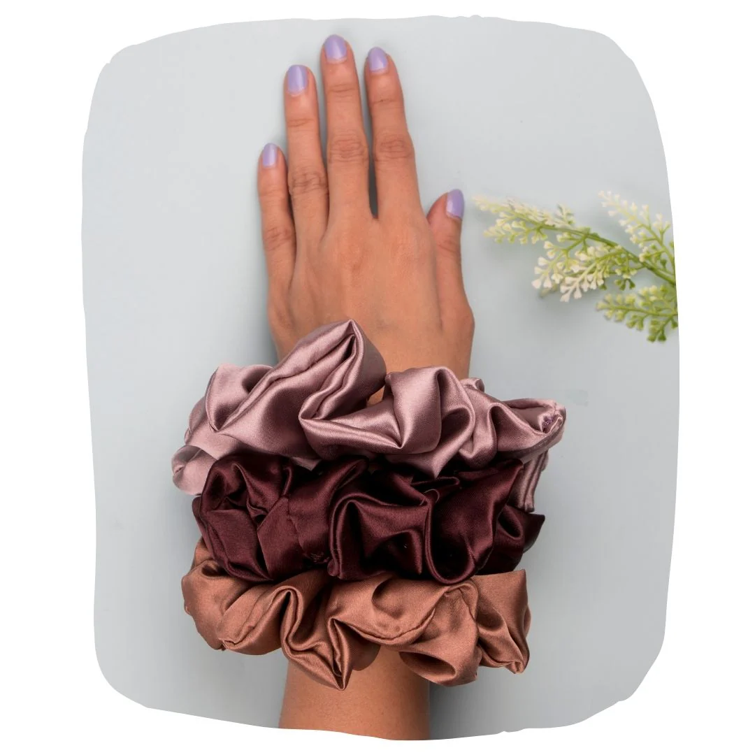 Pack of 3 Satin Hair Scrunchies for Gentle, Stylish Hold - Image 2