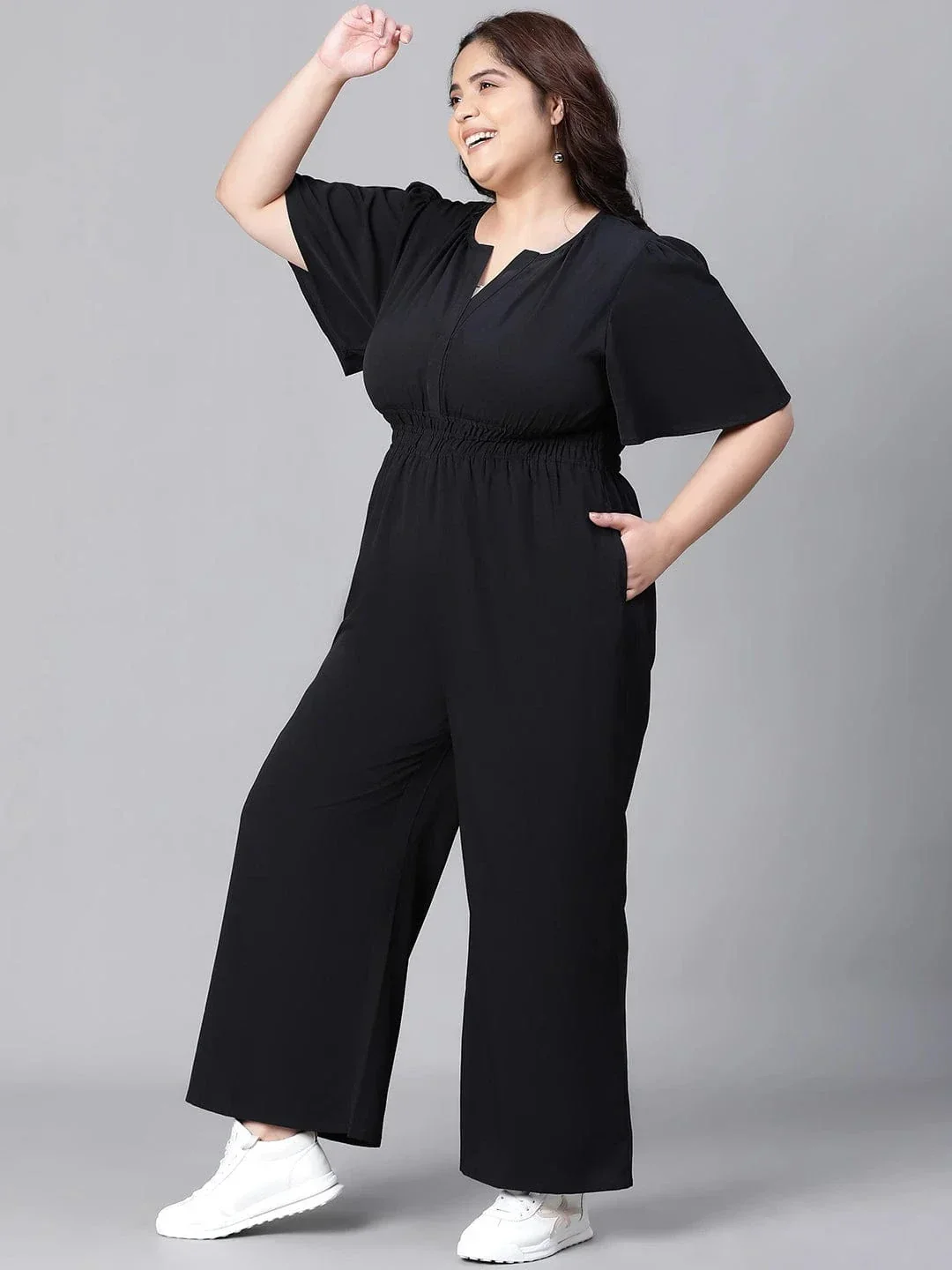 Panache  solid black plus size women jumpsuit - Image 3