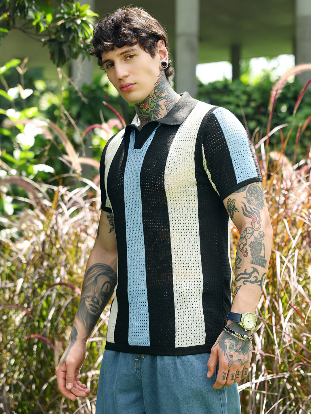 Panel-Knit Polo T-Shirt - Image 3