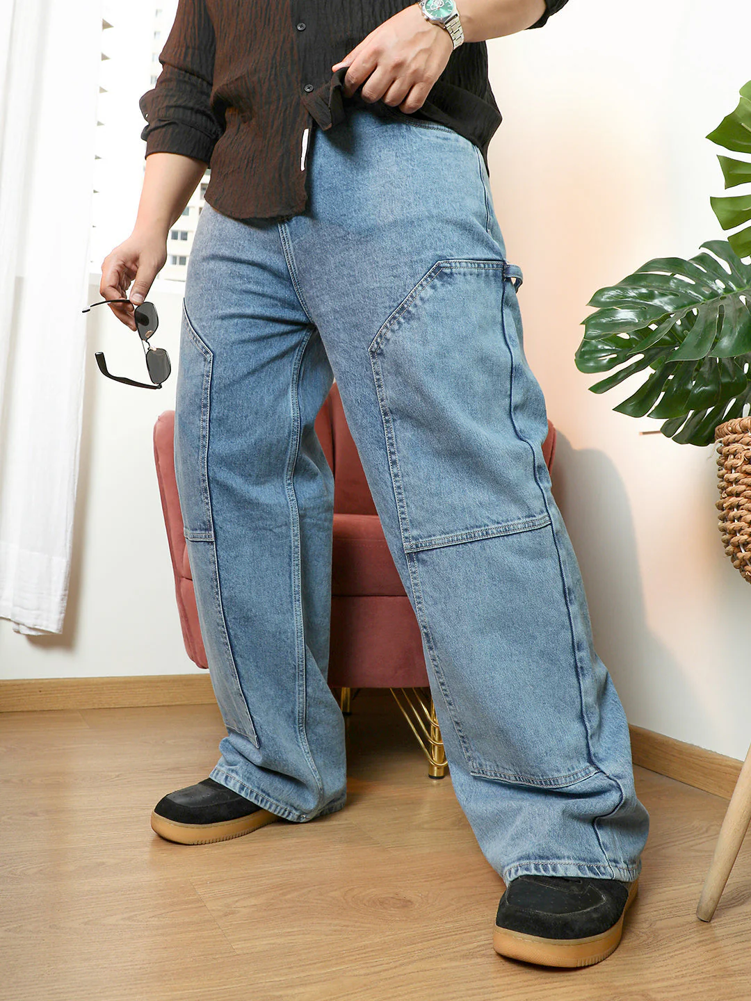 Panelled Straight-Fit Denim Jeans - Image 26