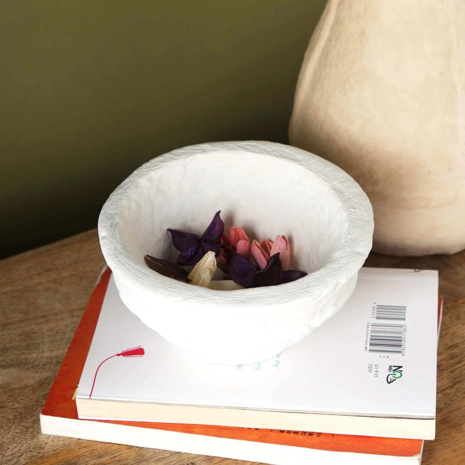 Paper Mache Bowl - White - Image 3