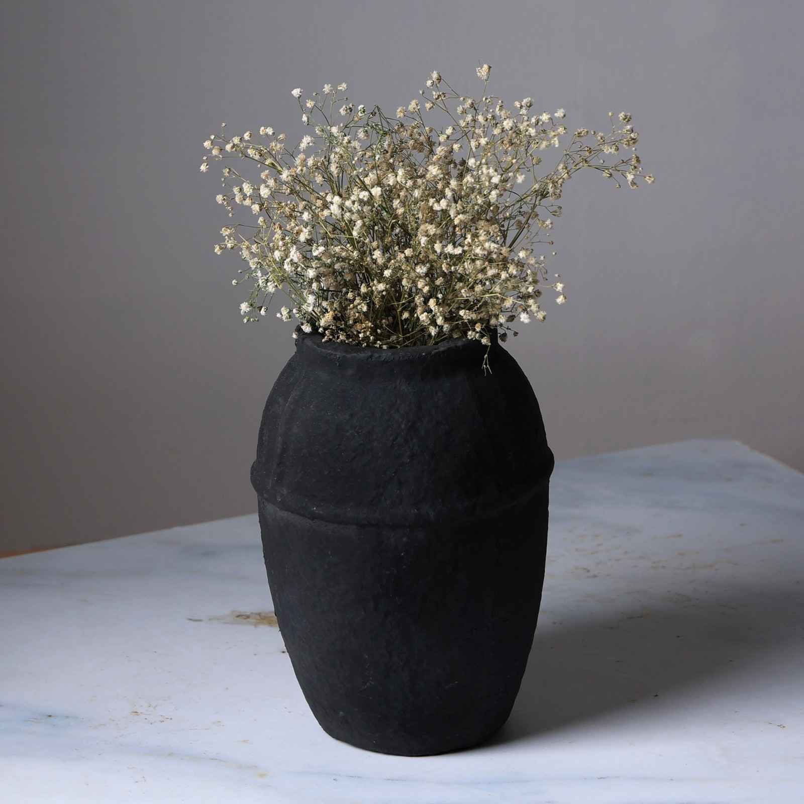 Paper Mache Vase, Black Minimal Shape Home Decor, Flower Vases - Image 2
