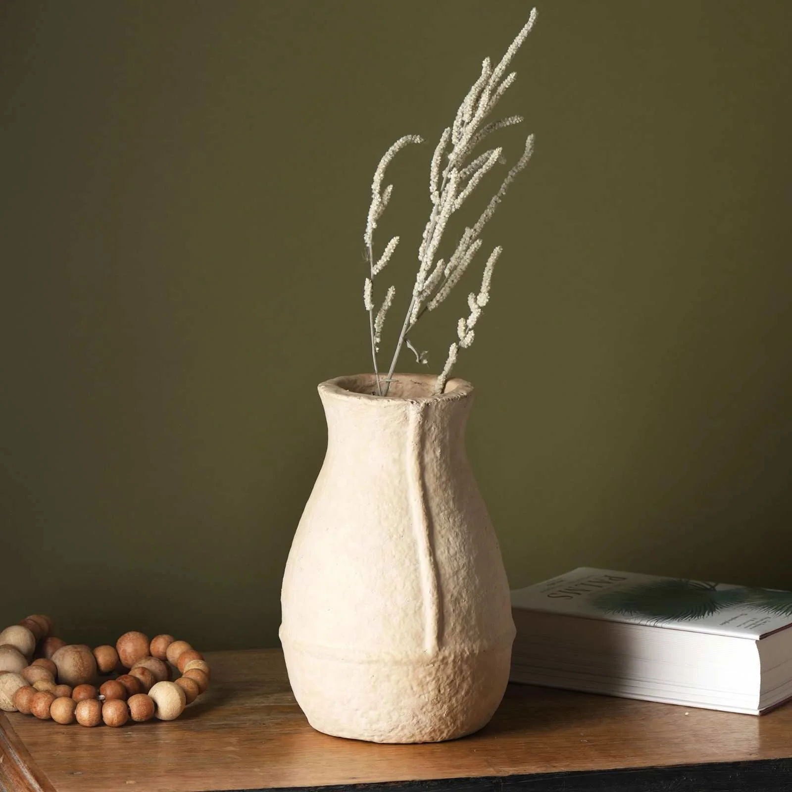 Paper Mache Vase, White Minimal Shape, Flower Vases