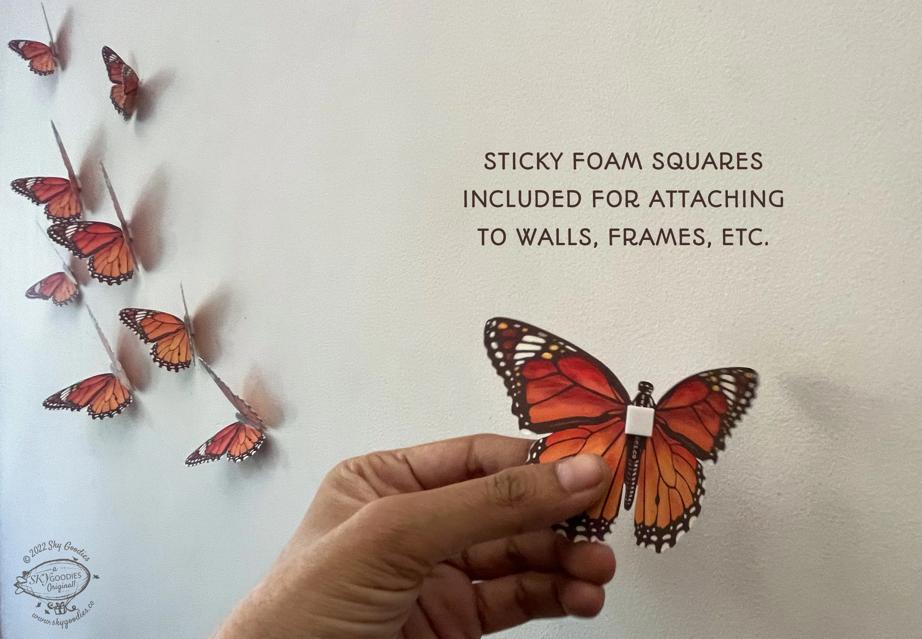 Paper Monarch Butterflies for Wall Decoration: Set of 24 - Image 2