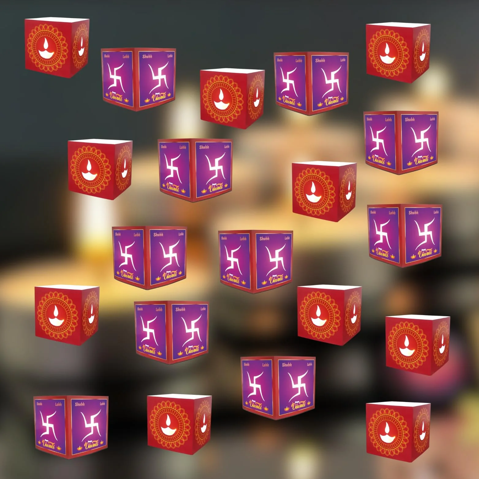 Paper Swastik & Diya Votive with Tea Light Candles for Diwali Decor - Image 5