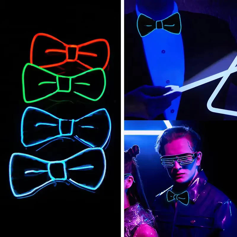Party Flashing Led Bow Light Up Tie For Adults Birthday EDM Disco Party Wedding Musical Night Events Battery Operated 1pc - Image 2
