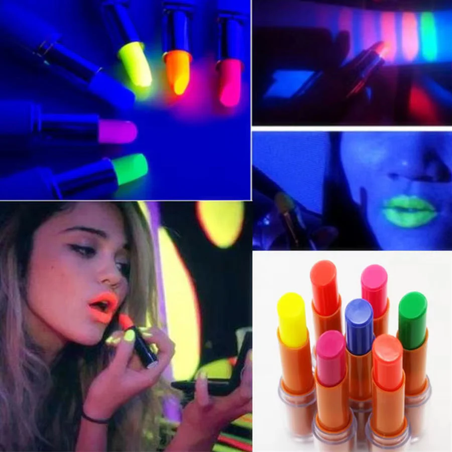 Party Glow Neon Paint Glow in the Dark Face, Body, Blacklight Lipstick 1pc - Image 2