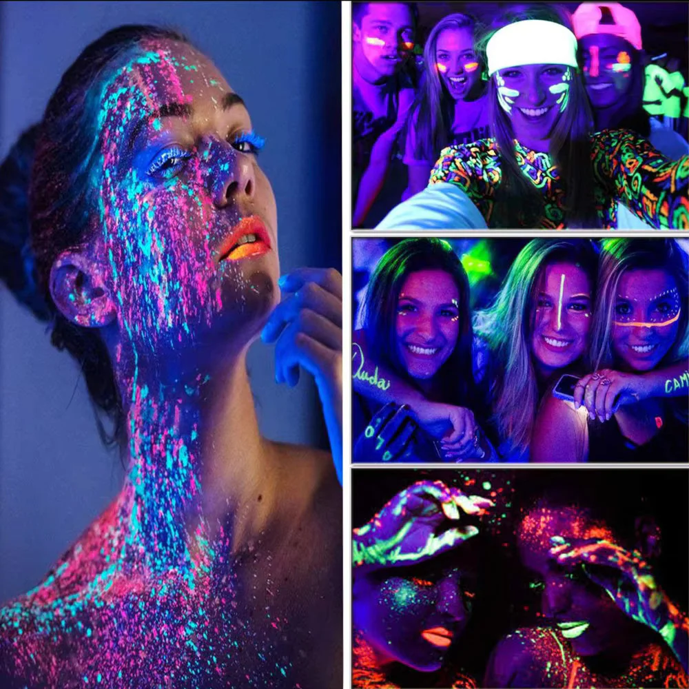 Party Glow Neon Paint Glow in the Dark Face, Body, Blacklight Lipstick 1pc - Image 3