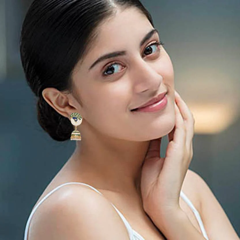Party & Wedding Collection Peacock Shape Jhumka Earrings For Women And Girls - Image 2