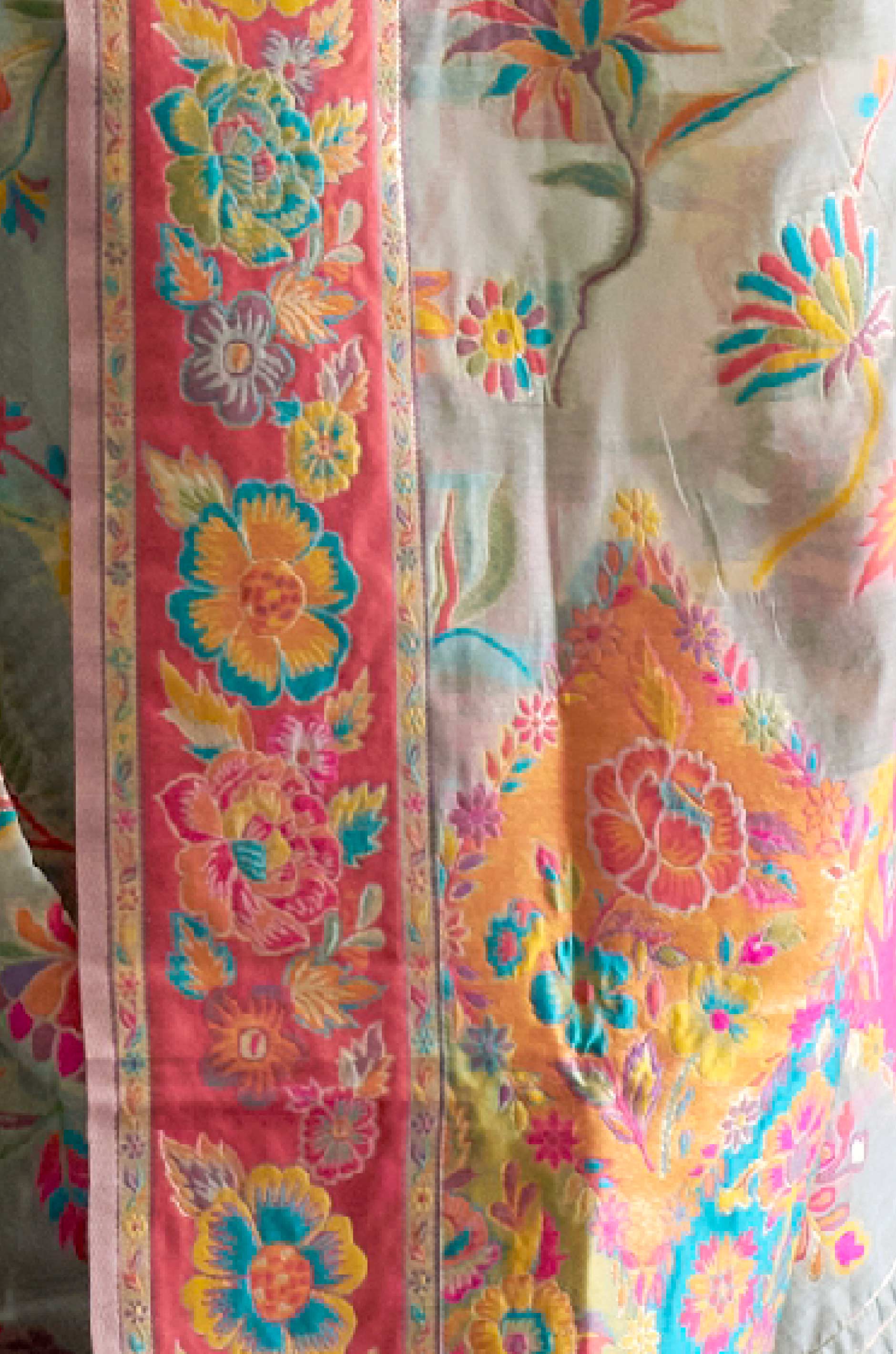 Pastel Blue Floral Woven Silk Saree - Image 2