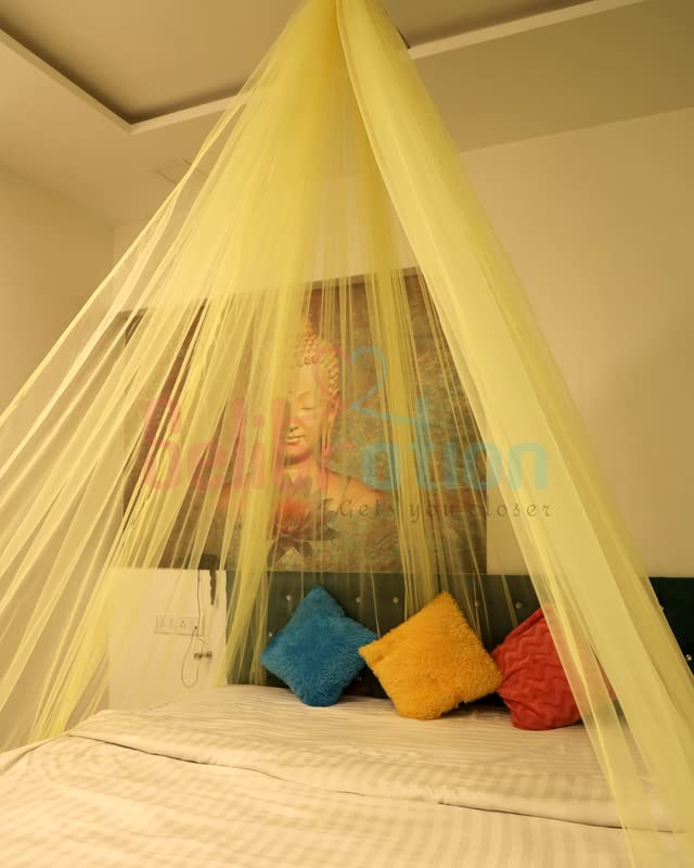 Pastel Yellow Decoration Net Cabana Tent Cloth  (With 10M Led Light) - Image 4