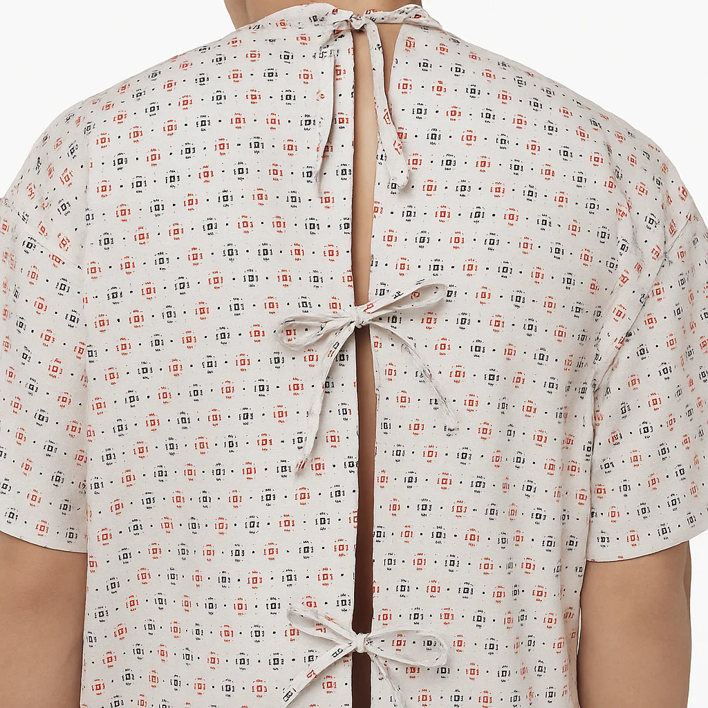 Patient Gown Unisex - Back Open - OT/ICU Gowns Red and Black Dot - Image 2