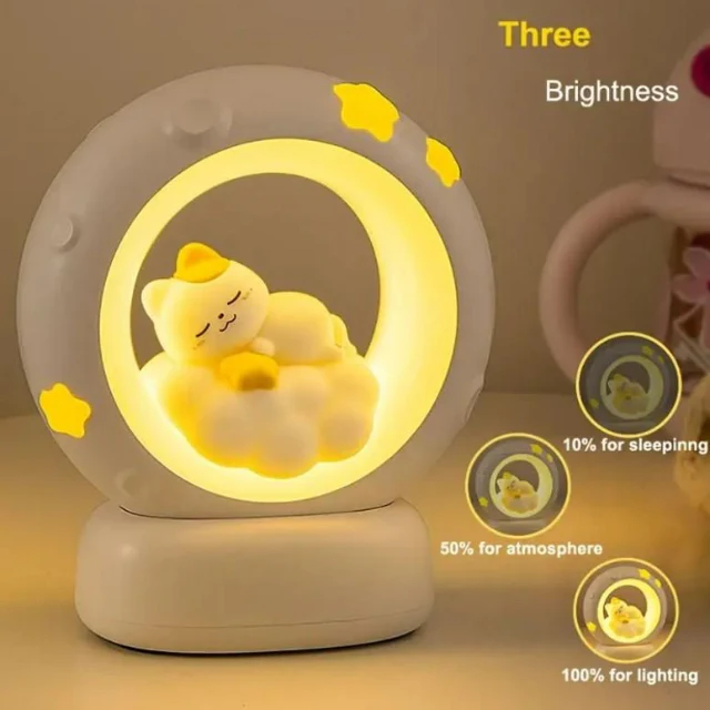 PawPop: Adorable Cat-Shaped LED Night Light – USB Rechargeable Lamp with Tap Control & Adjustable Brightness for Cozy Ambiance & Gifting - Image 3