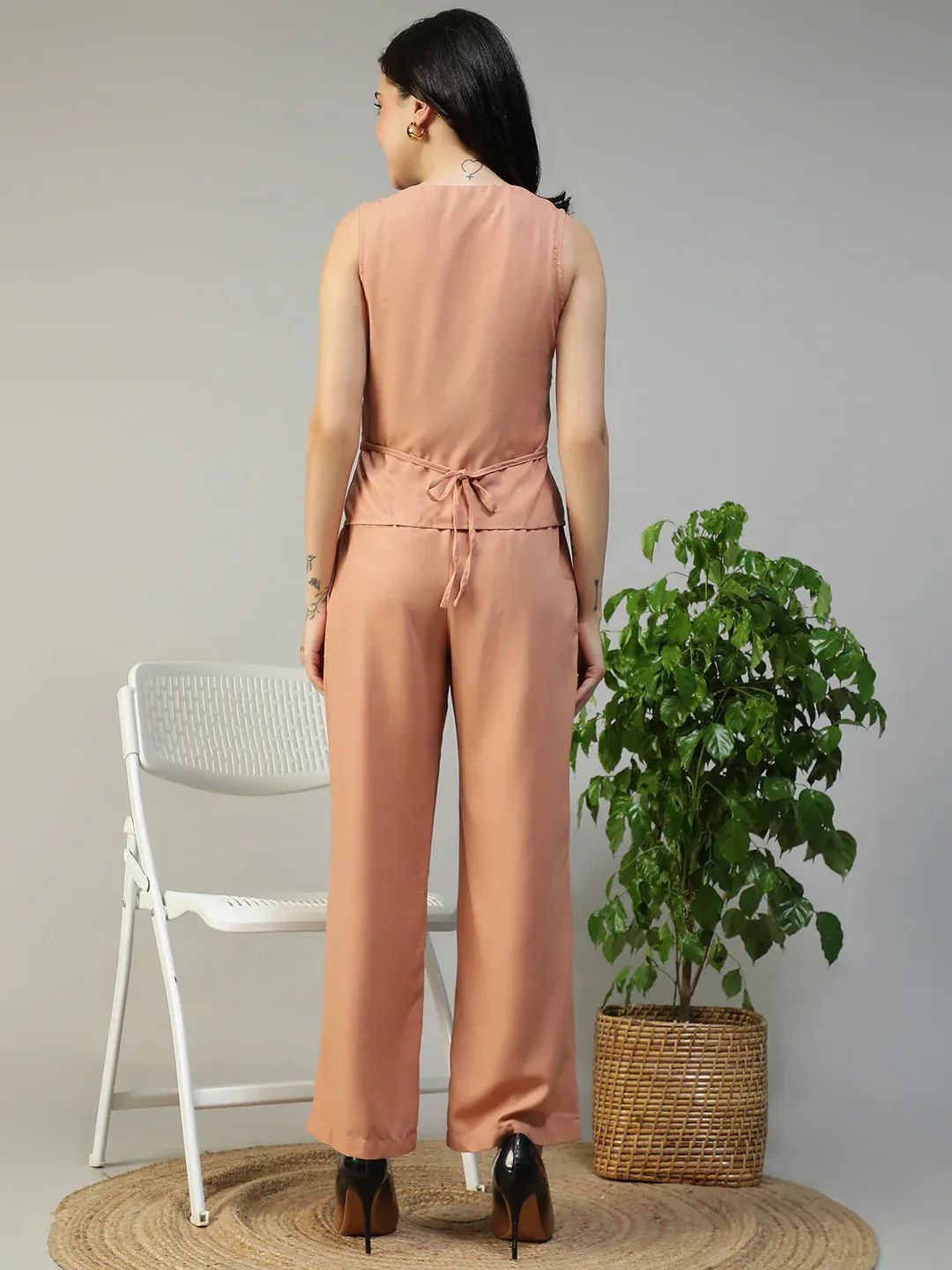 Peach Cotton Linen Women Co-Ord Set - Image 7