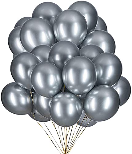Peach Happy Birthday Banner And Silver Metallic Balloons (Pack of 50) - Image 3