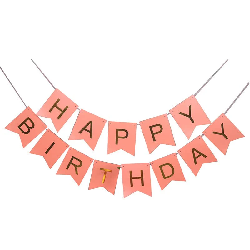Peach Happy Birthday Banner And White Metallic Balloons (Pack of 30) - Image 2