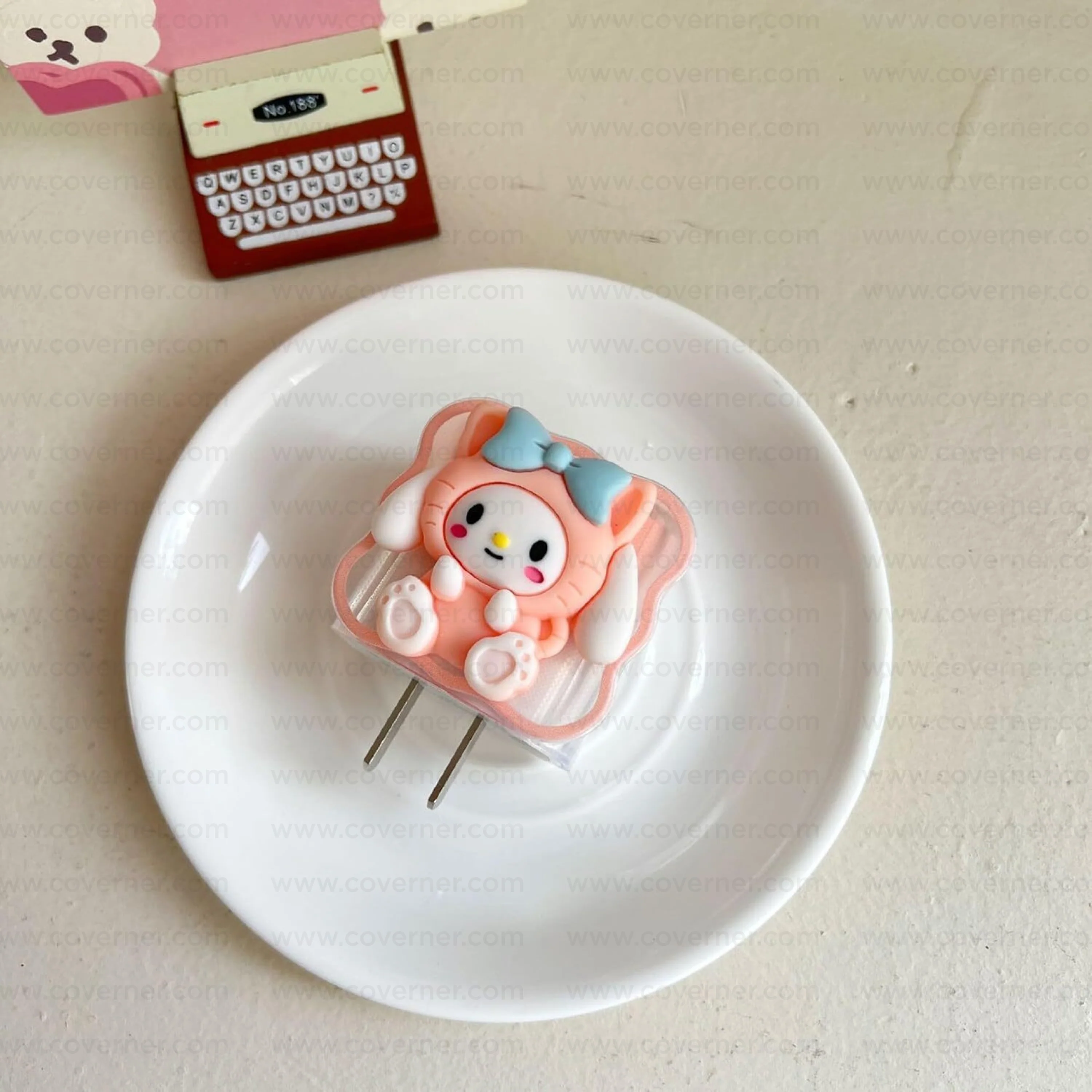 Peachie Paws – 5-Piece Charger & Cable Protector Set | CharmPop Series by Coverner India - Image 4