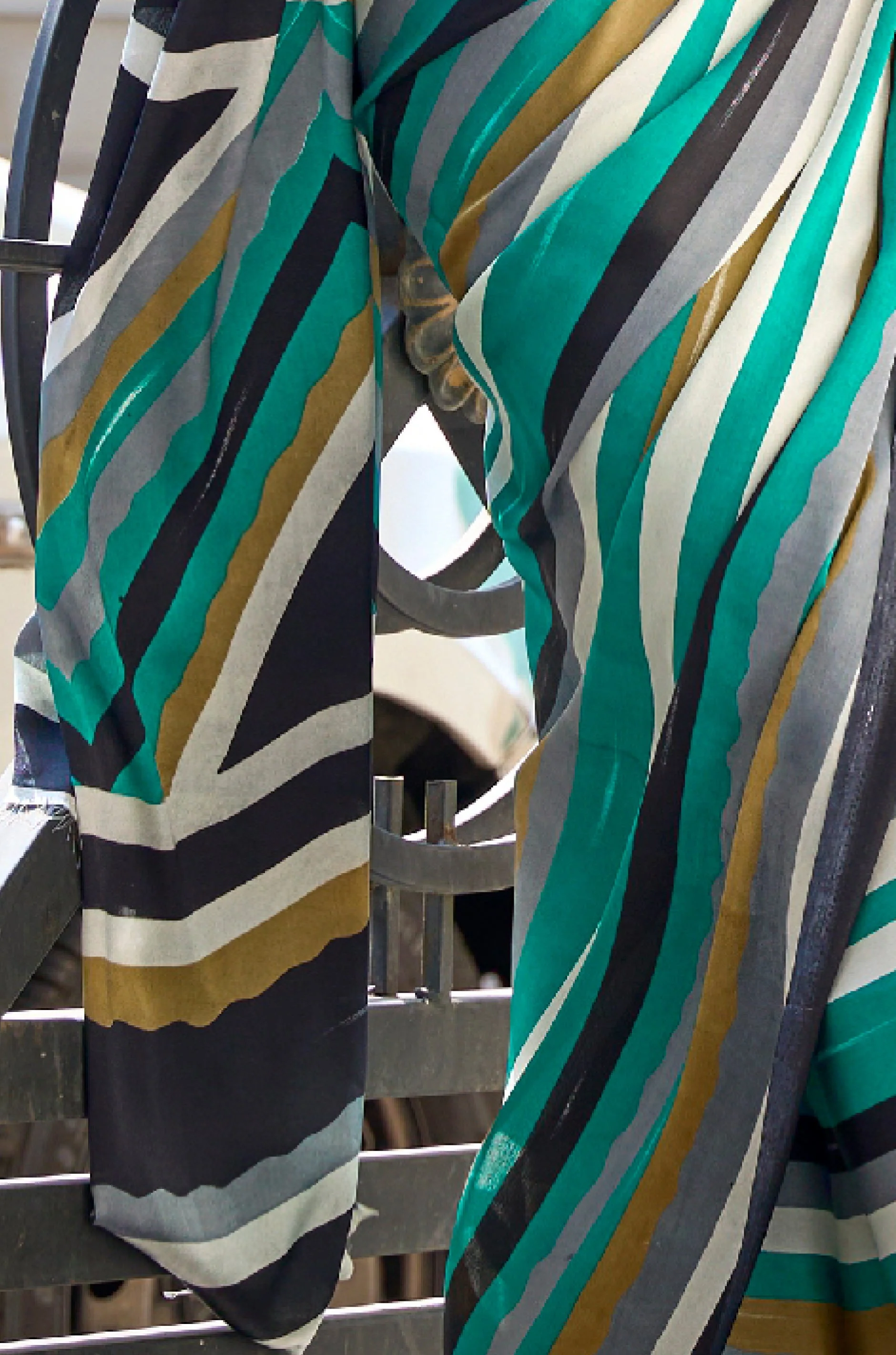 Peacock Green Digital Print Satin Crepe Saree - Image 2