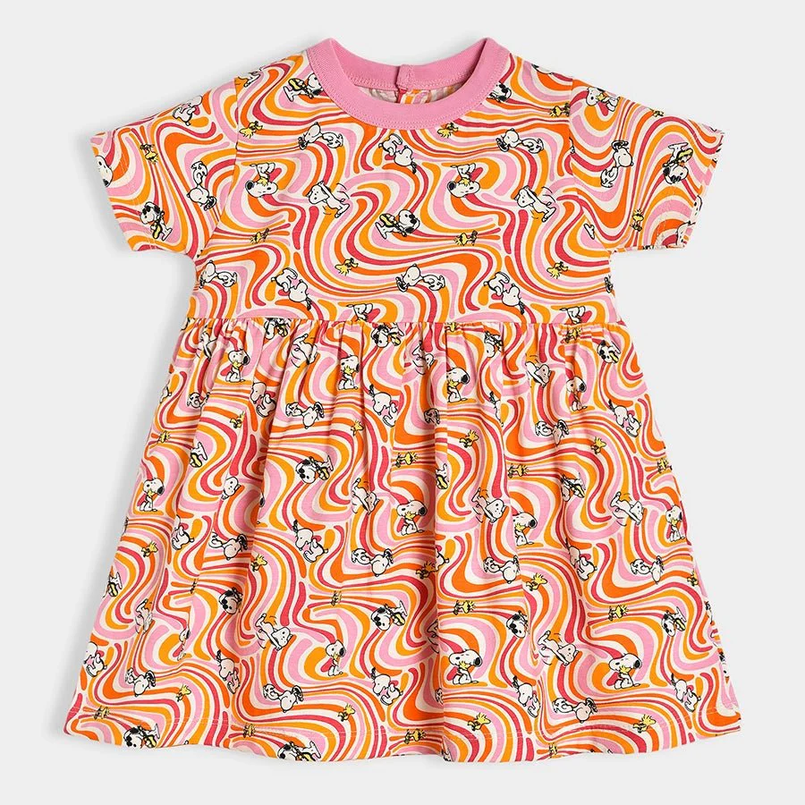 Peanuts™ Candy Pink Printed Cotton Baby Girl Frock Newborn Pack of 2 - Image 8