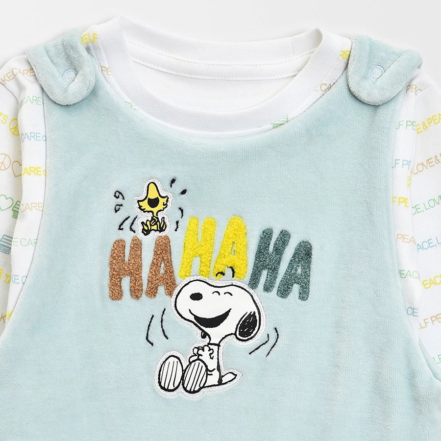 Peanuts™ Knitted Sky Blue Baby Sleep Suit - Image 13