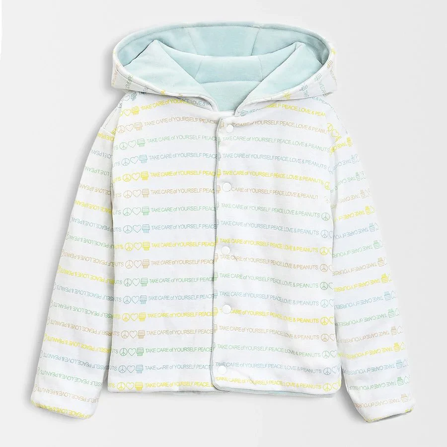 Peanuts™ Printed White Reversible Baby Hooded Jacket - Image 2