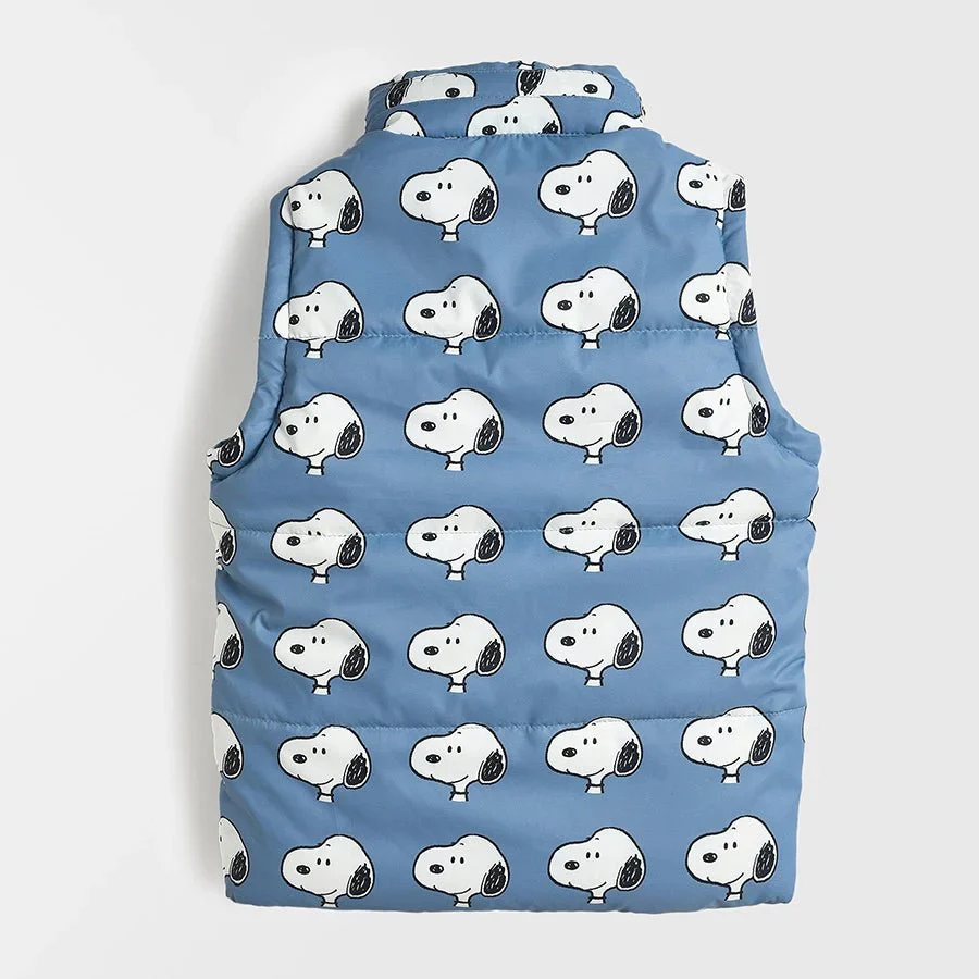 Peanuts™ Sleeveless Printed Baby puffer Jacket Blue - Image 4