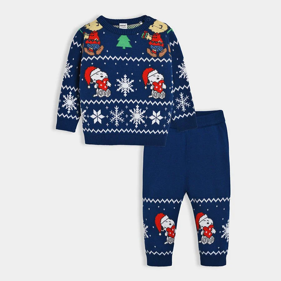 Peanuts Snoopy Printed X-Mas Sweater & Pajama Set