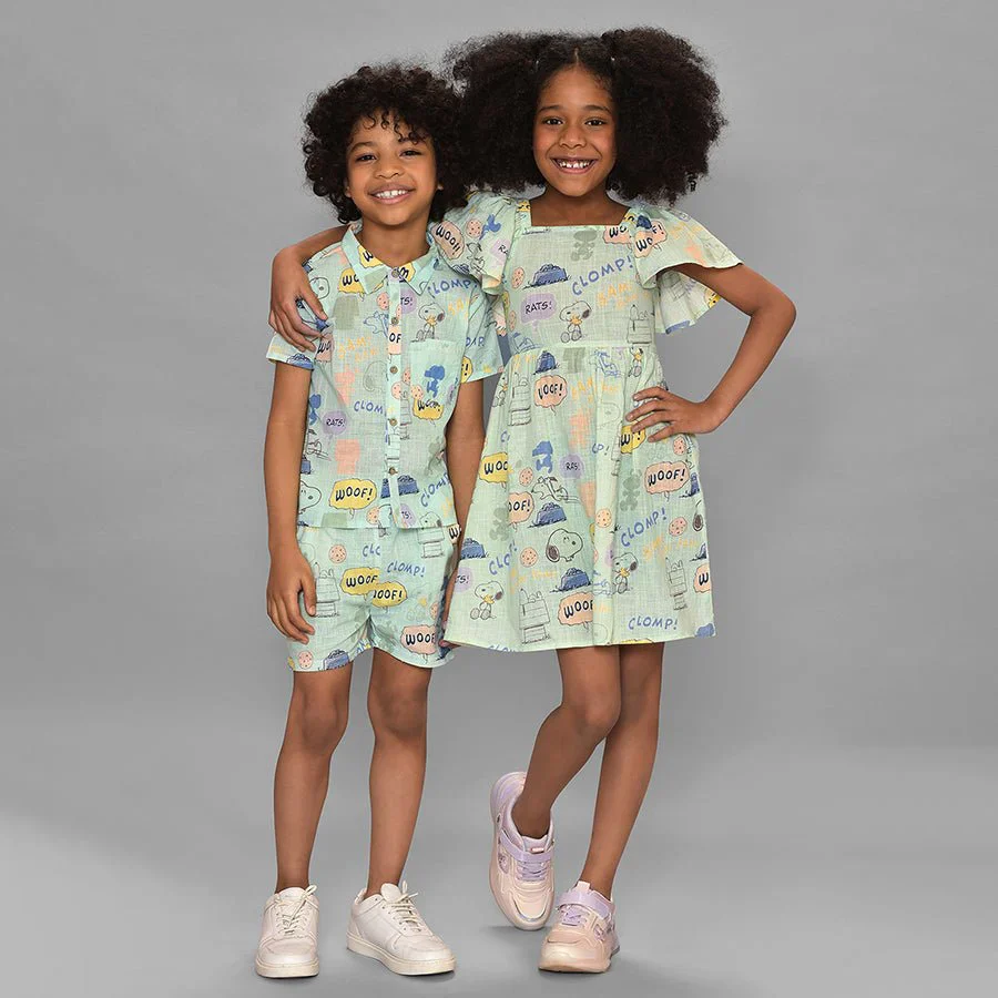 Peanuts™ Woven Aqua Newborn Baby Girl Clothes - Image 8
