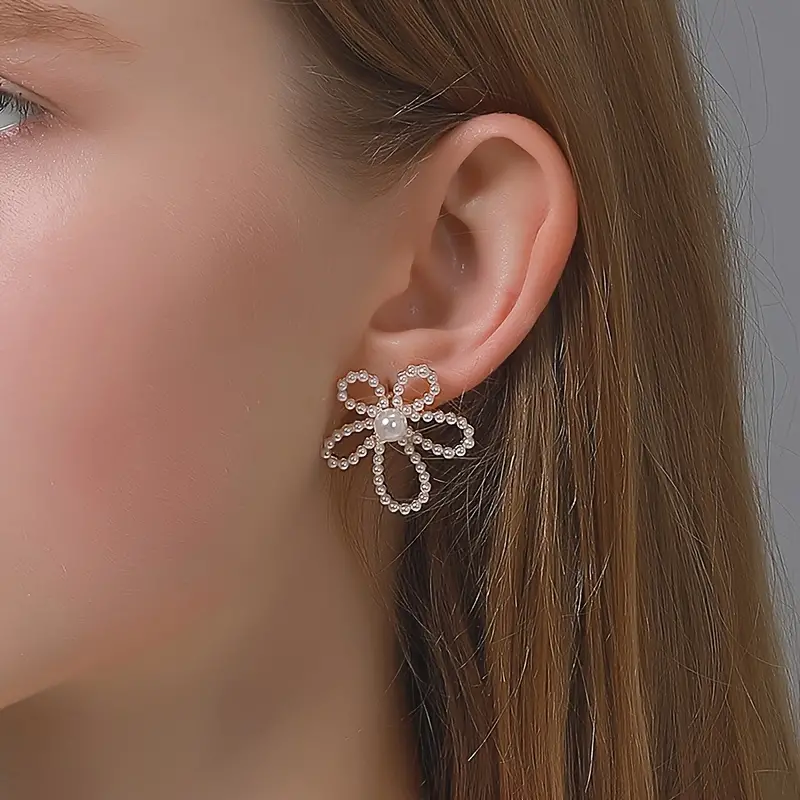 Pearl Blossom Flower Drop Earring - Image 3