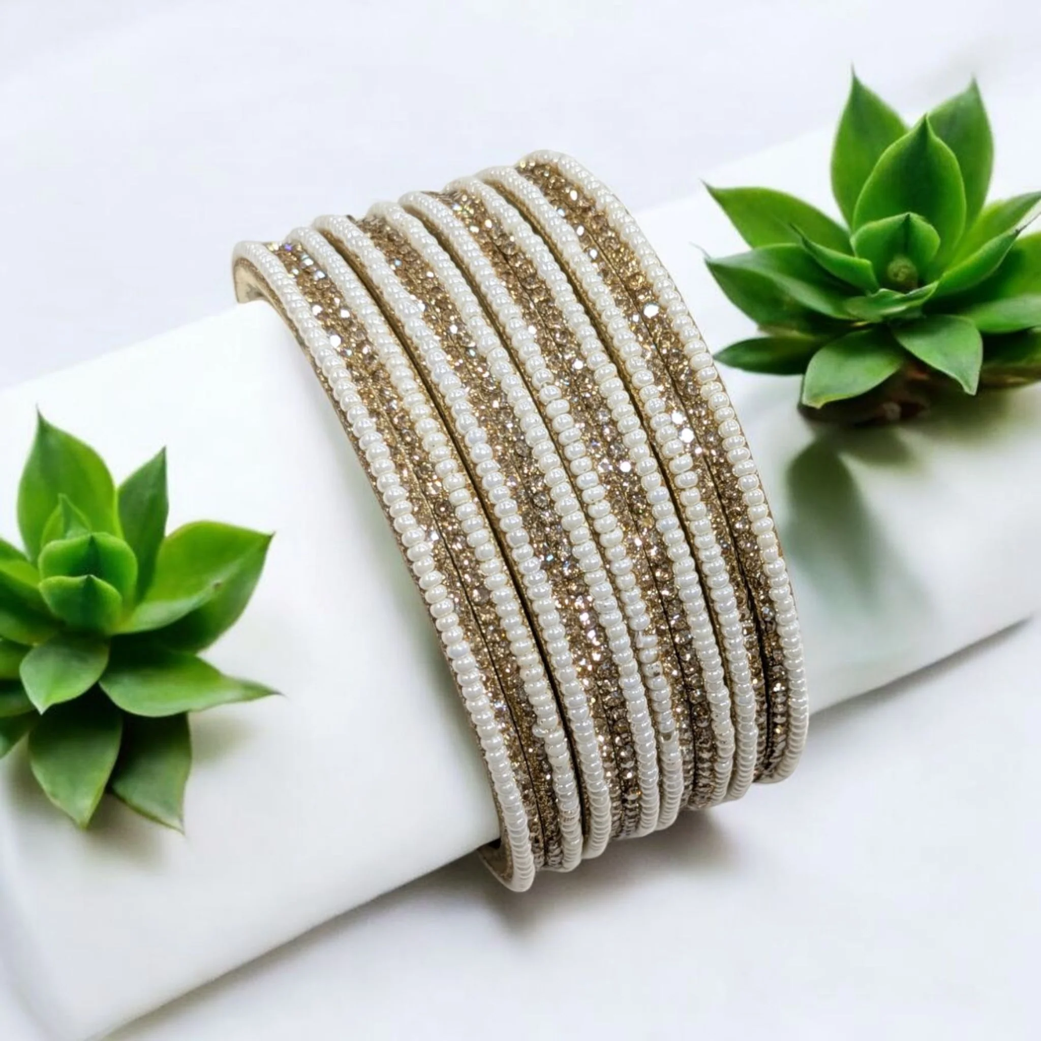 Pearl diamond bangles - Image 3