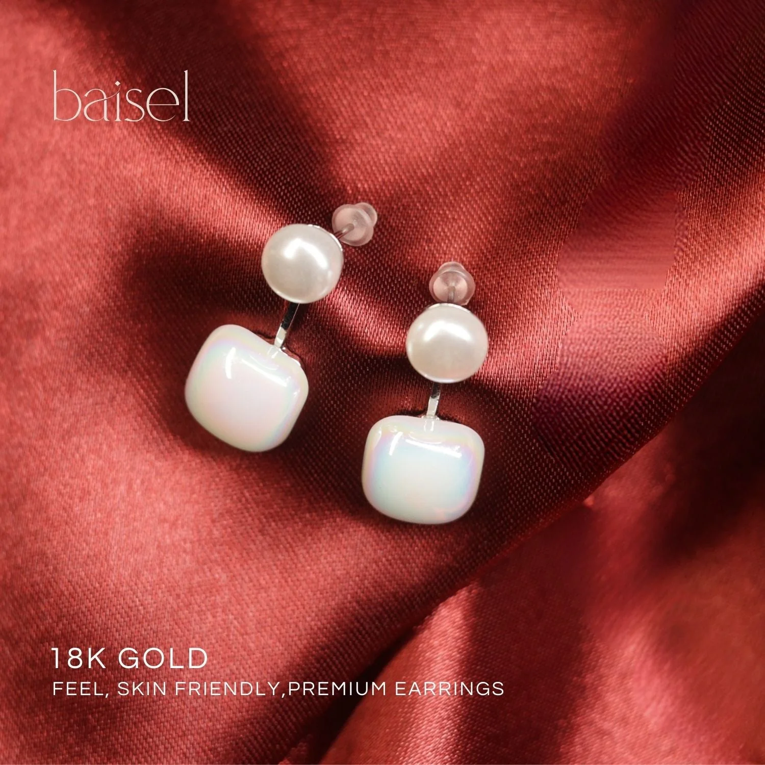 Pearl Duo Drop Earrings - Image 4