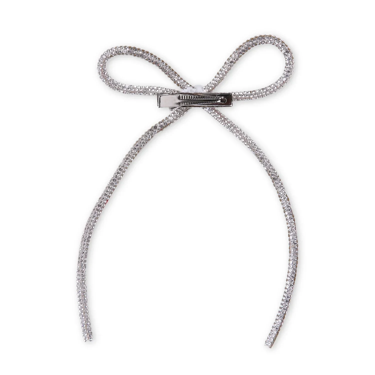Pearl Embellished Long Tail Rhinestone Hair Bow - Image 5