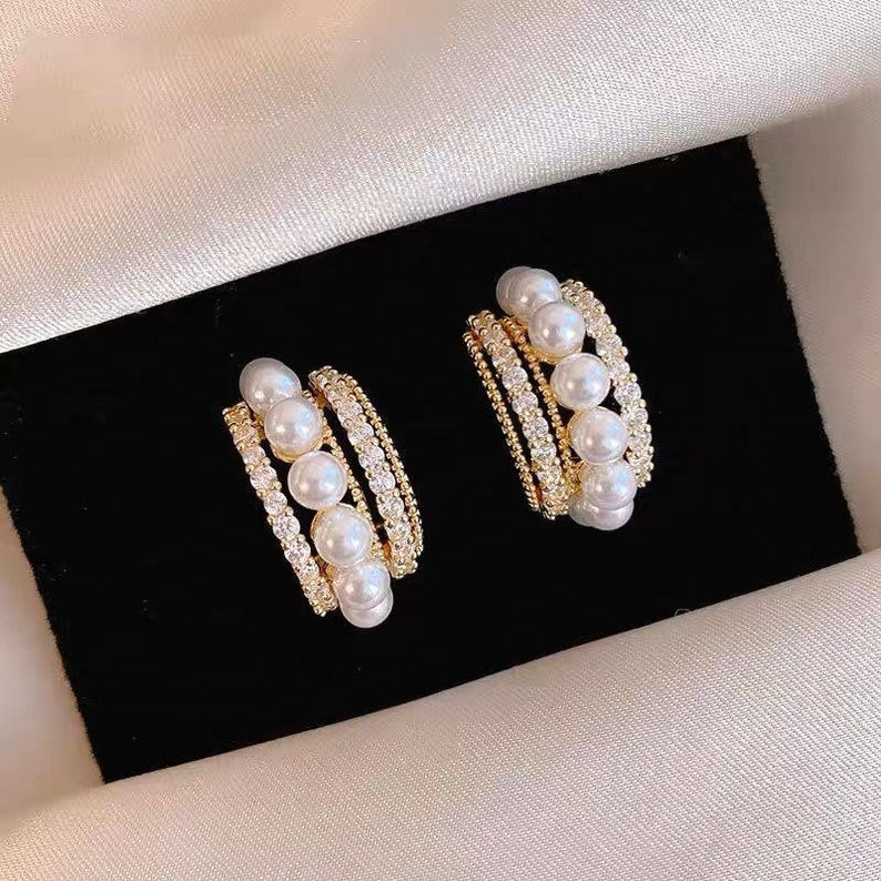 Pearl Gold Hoop - Image 5