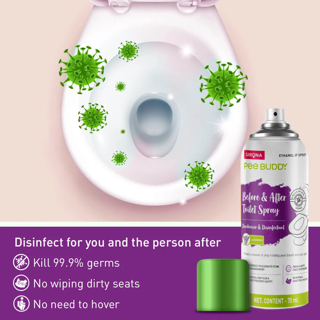 PeeBuddy Toilet Seat Sanitizer (Lavender, 1 Pack of 70 ml) - Image 4