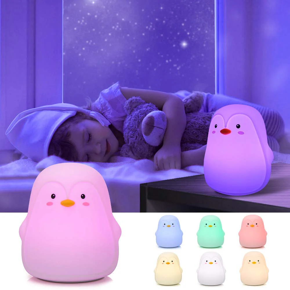 PengiGlow: Adorable Penguin Silicone Night Lamp with Rechargeable LED for Cozy Bedroom Ambience & Gifting - Image 4