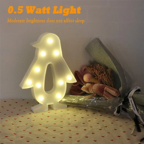Pengo: Cute Penguin Design Marquee LED Night Light with Battery-Powered Decorative Lamp for Kids’ Room, Bedroom Wall or Table Décor - Image 3