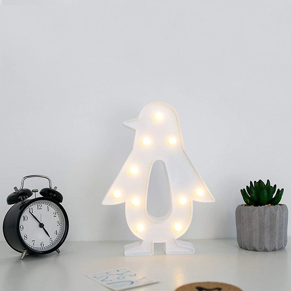Pengo: Cute Penguin Design Marquee LED Night Light with Battery-Powered Decorative Lamp for Kids’ Room, Bedroom Wall or Table Décor - Image 7