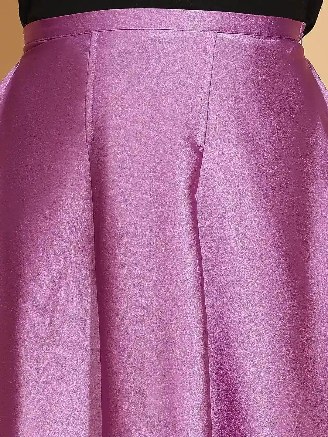 Peppy Purple Elasticated Women’s Satin Skirt - Image 8