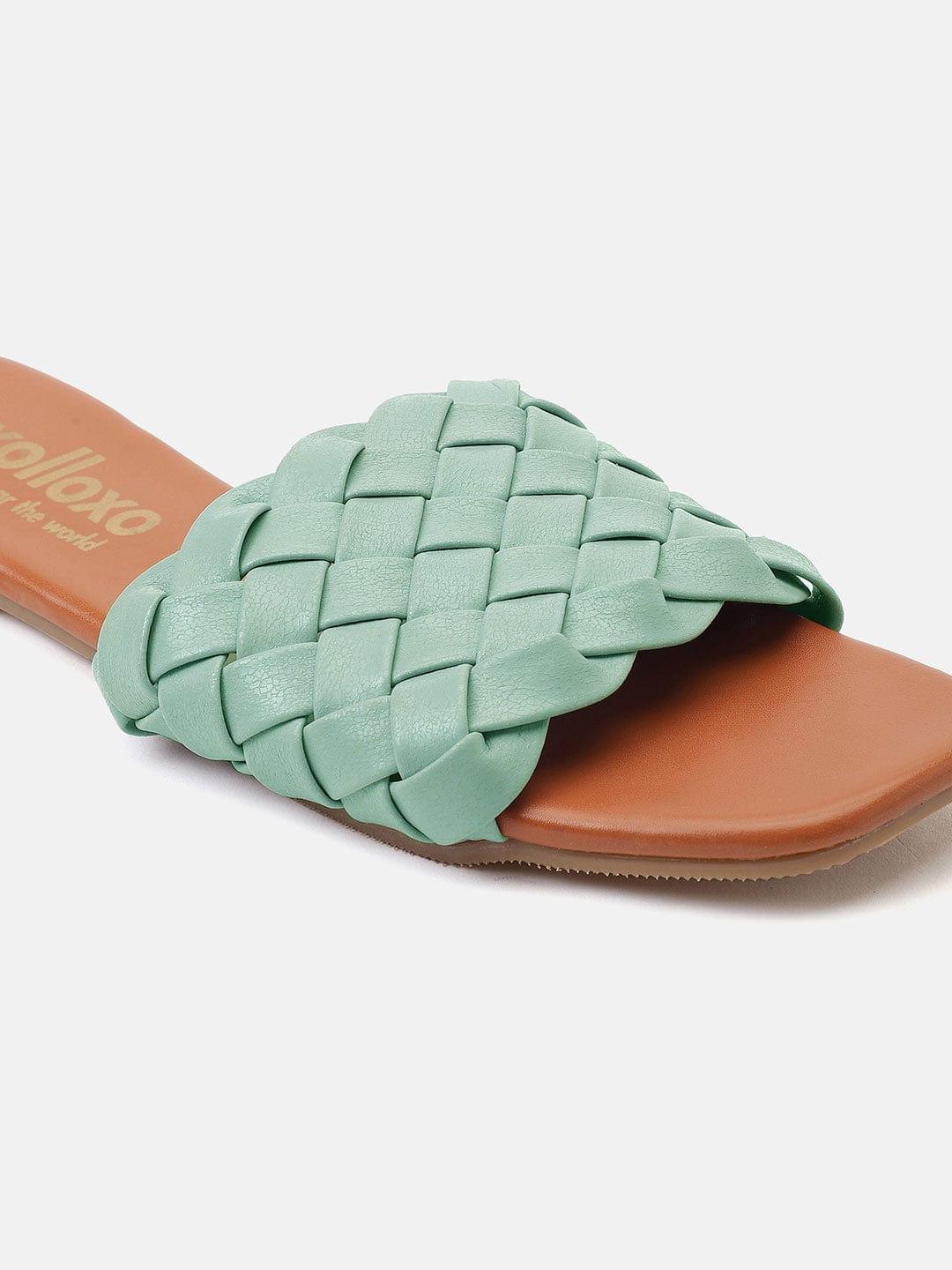 Perfect Blue Braided Open Back Flat Sandal For Women - Image 5