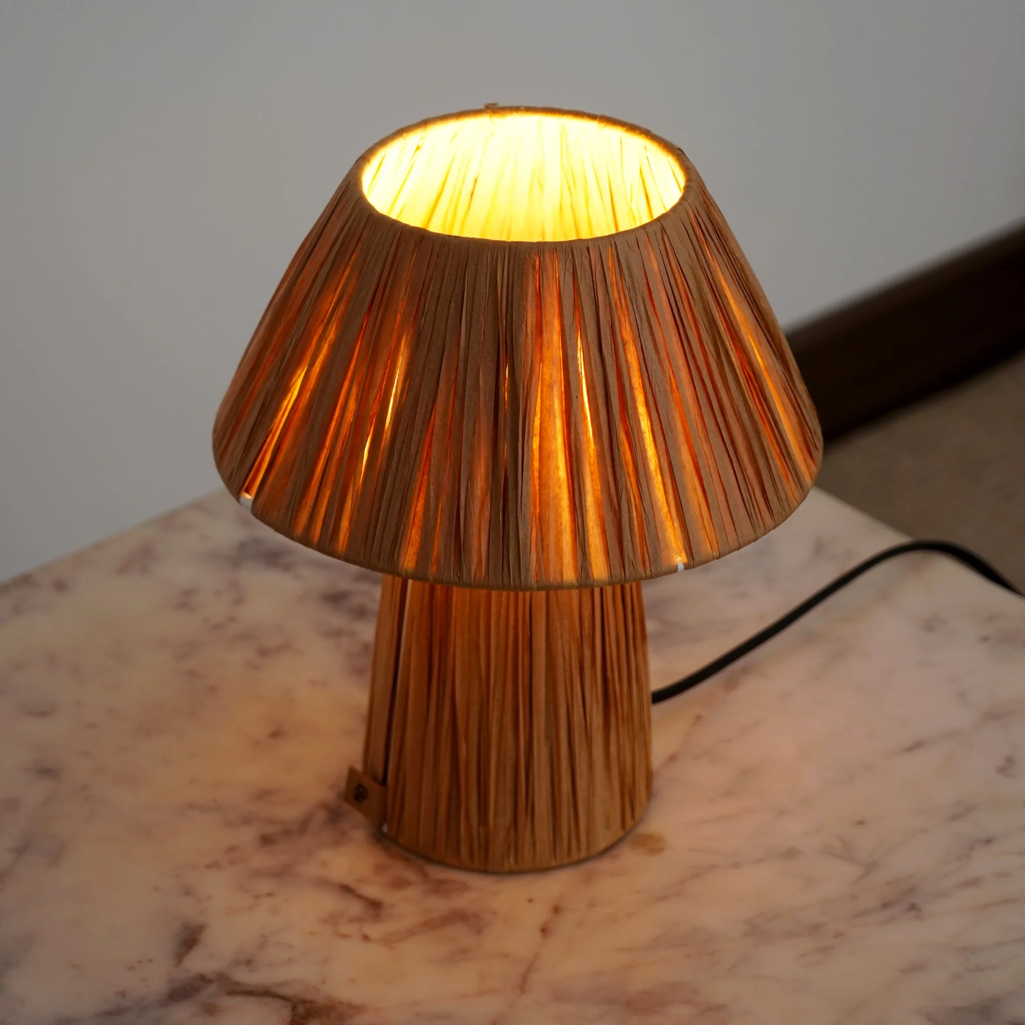 Petite Table Lamp - Perfect For Earthy Spaces, Handwoven Raffia Desk Lamp - Image 4