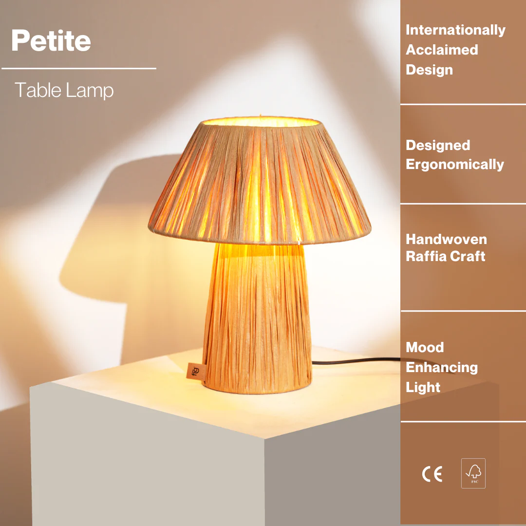 Petite Table Lamp - Perfect For Earthy Spaces, Handwoven Raffia Desk Lamp - Image 6